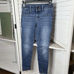 2 Pair Mudd Girls‎ Denim Mid-Rise Jean Legging Size 10 Faux Front Pockets EUC!